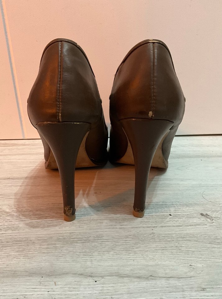 Stradivarius 39 Numara Kahve Deri Topuklu Ayakkabı - Görsel 4