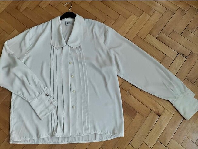 Vintage Beyaz Şifon M Beden Uyumlu Gömlek