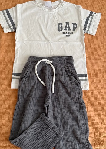 GAP Erkek Bebek Gri Pamuklu Takım