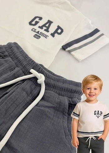 Gri Kısa Kollu GAP Baskılı Erkek Tişört
