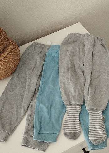 Gri Örme Bebek Takım Uzun Kollu