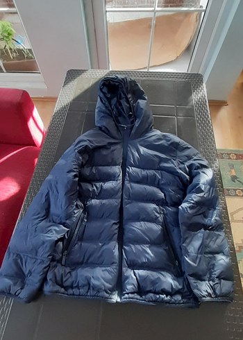 11-12 Yaş Beden siyah Renk Siyah Kapüşonlu Fermuarlı Erkek Mont