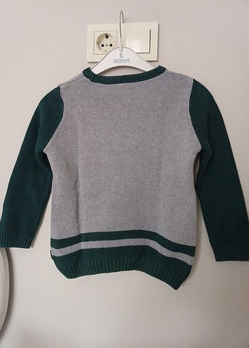 Gri Fil Desenli Triko Erkek Çocuk Kazak - Görsel 2