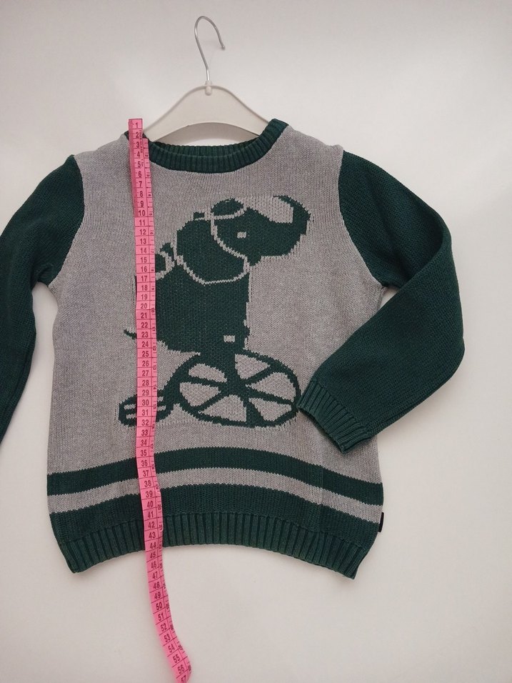 Gri Fil Desenli Triko Erkek Çocuk Kazak - Görsel 5