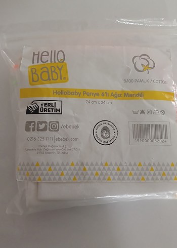HelloBaby Hello Baby 6li Pamuklu Bebek Mendil Seti