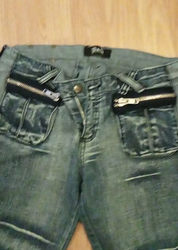 30 Beden Gri Fermuarlı Kadın Denim Pantolon