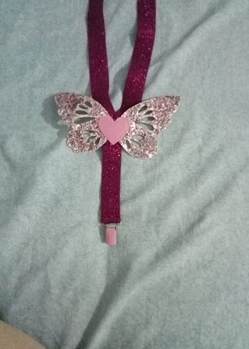 Nakışlı Pembe Kelebekli pantolon askısı - Görsel 4