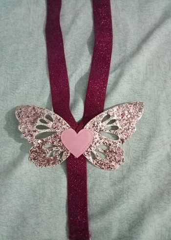 Nakışlı Pembe Kelebekli pantolon askısı - Görsel 2