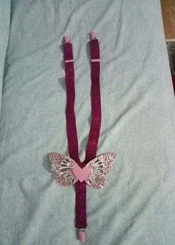 Nakışlı Pembe Kelebekli pantolon askısı - Görsel 3