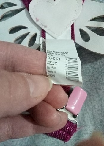 Nakışlı Pembe Kelebekli pantolon askısı - Görsel 6