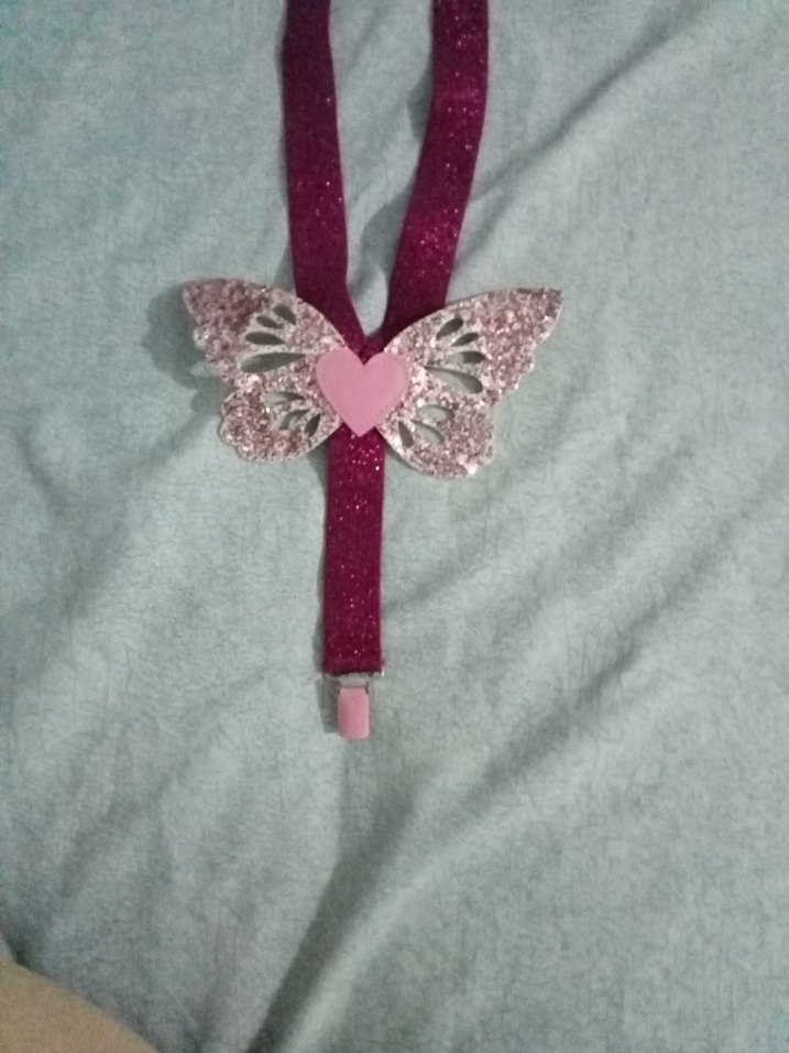 Nakışlı Pembe Kelebekli pantolon askısı - Görsel 4