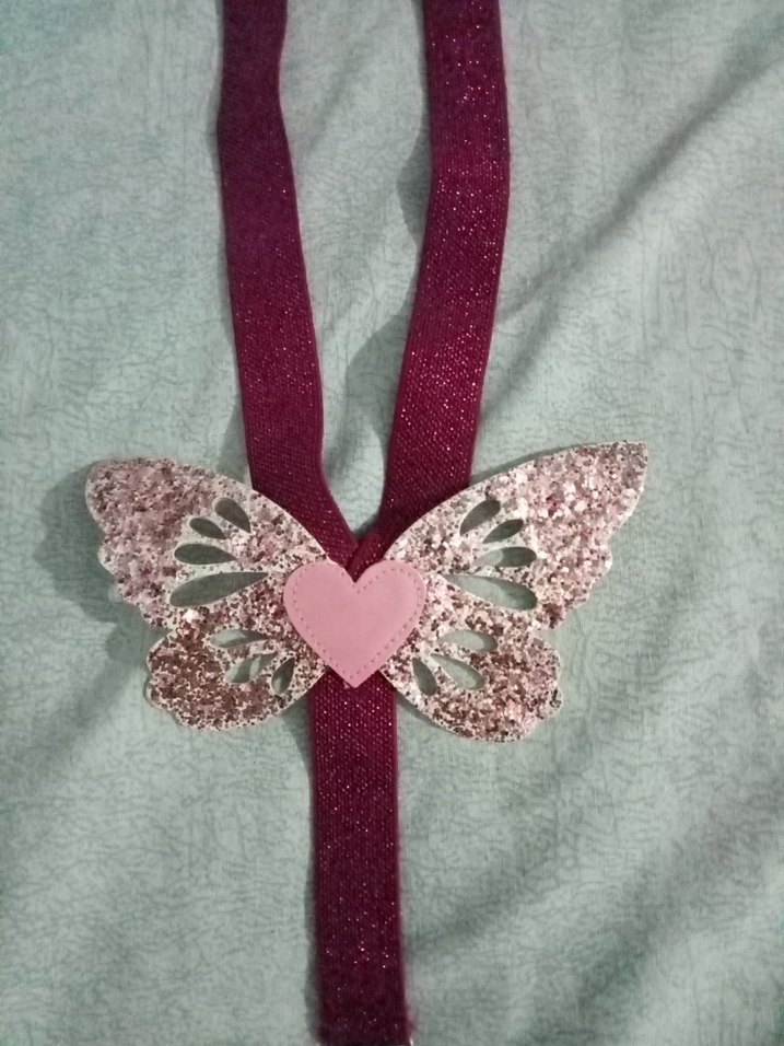 Nakışlı Pembe Kelebekli pantolon askısı - Görsel 2