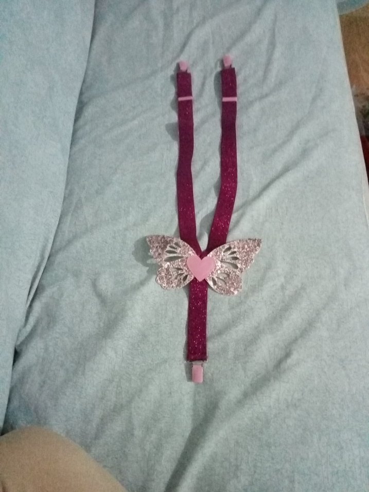 Nakışlı Pembe Kelebekli pantolon askısı - Görsel 5