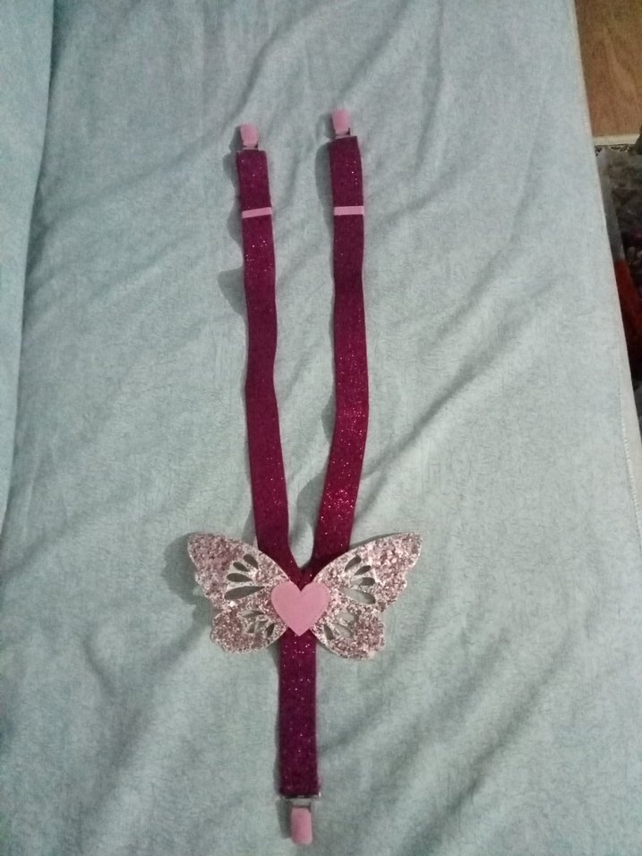 Nakışlı Pembe Kelebekli pantolon askısı - Görsel 3