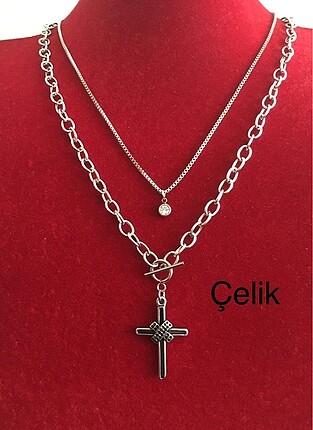 İkili çelik kolye seti