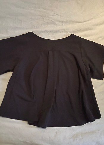 Siyah Midi Bluz, Kısa Kollu, Salaş - Görsel 2