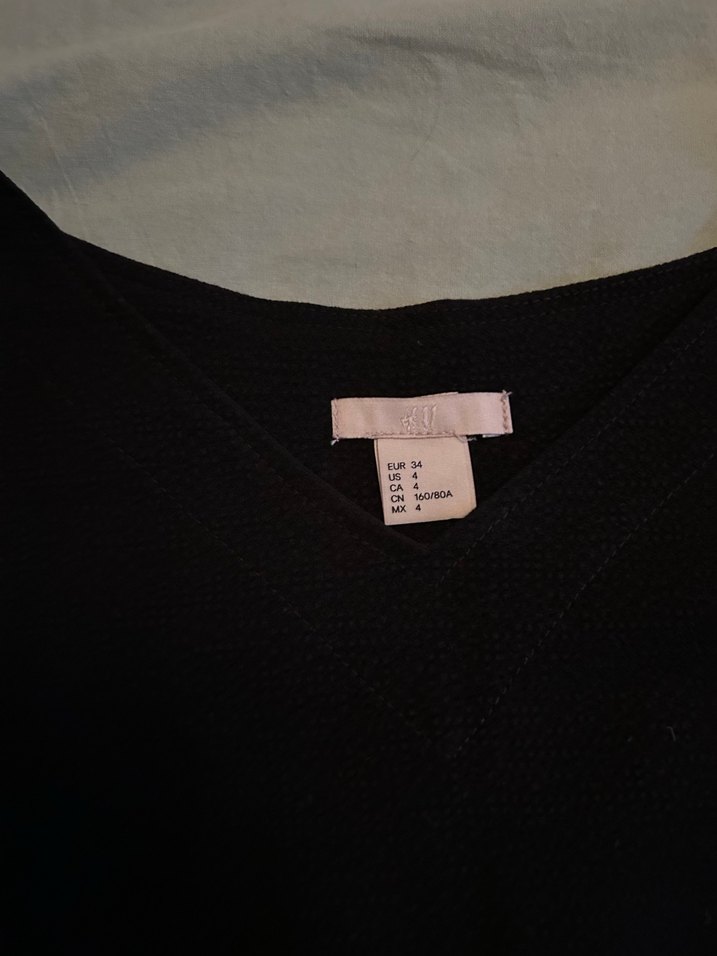 Siyah Midi Bluz, Kısa Kollu, Salaş - Görsel 3