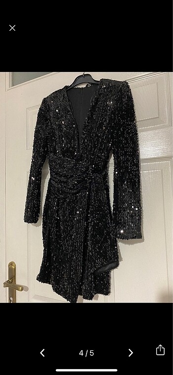 xs Beden siyah Renk Payetli kadife blazer elbise