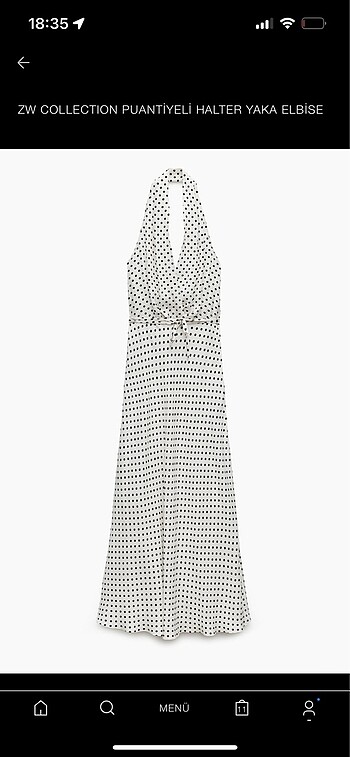 Puantiyeli halter yaka elbise