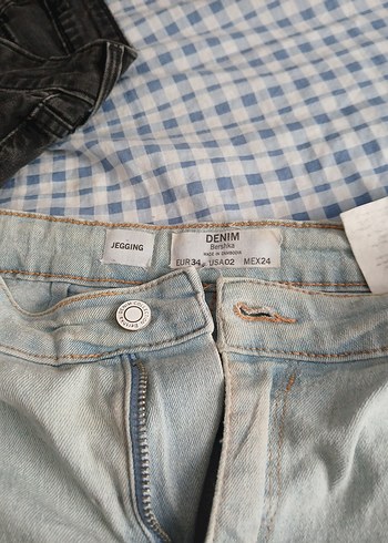 xs Beden Gri Pilili Kadın Denim Pantolon