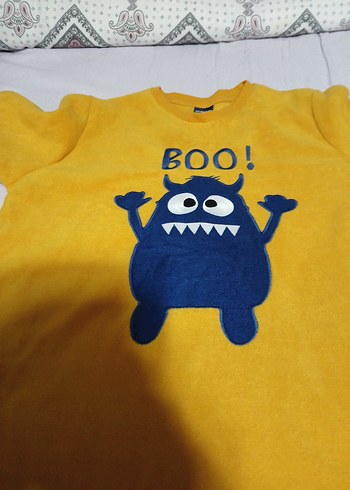 Sarı Baskılı Erkek Çocuk Kısa Kollu Sweatshirt - Görsel 5