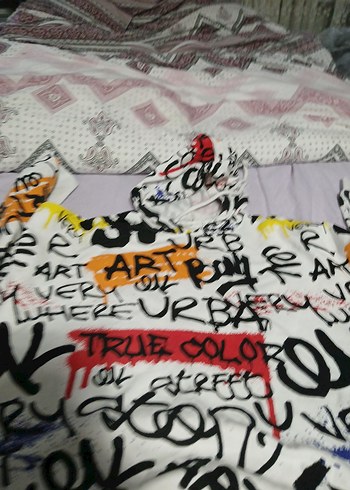 Renkli Baskılı Kapüşonlu Kadın Sweatshirt - Görsel 7