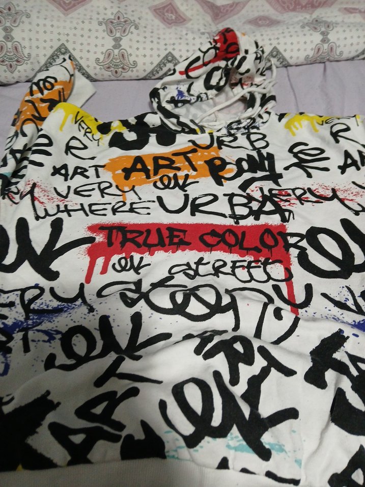 Renkli Baskılı Kapüşonlu Kadın Sweatshirt - Görsel 2