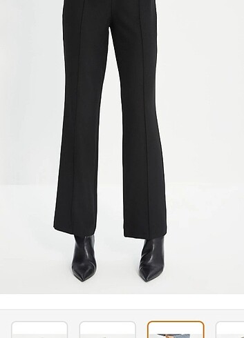 Yüksek Bel Nervür Dikişli Kadın Kumaş Pantolon  - Görsel 4