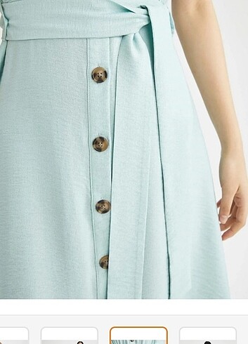 Defacto Keten Görünümlü Kısa Kollu Gömlek Elbise  - Görsel 5