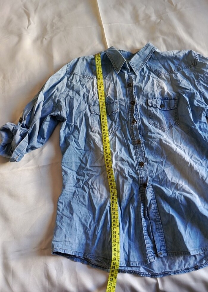 Kadın fakir kol kot gömlek  - Görsel 5