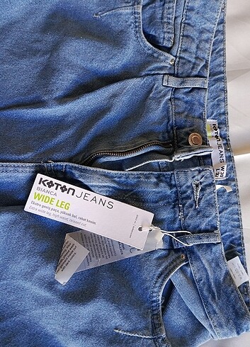 40 Beden mavi Renk Koton wide leg jeans 