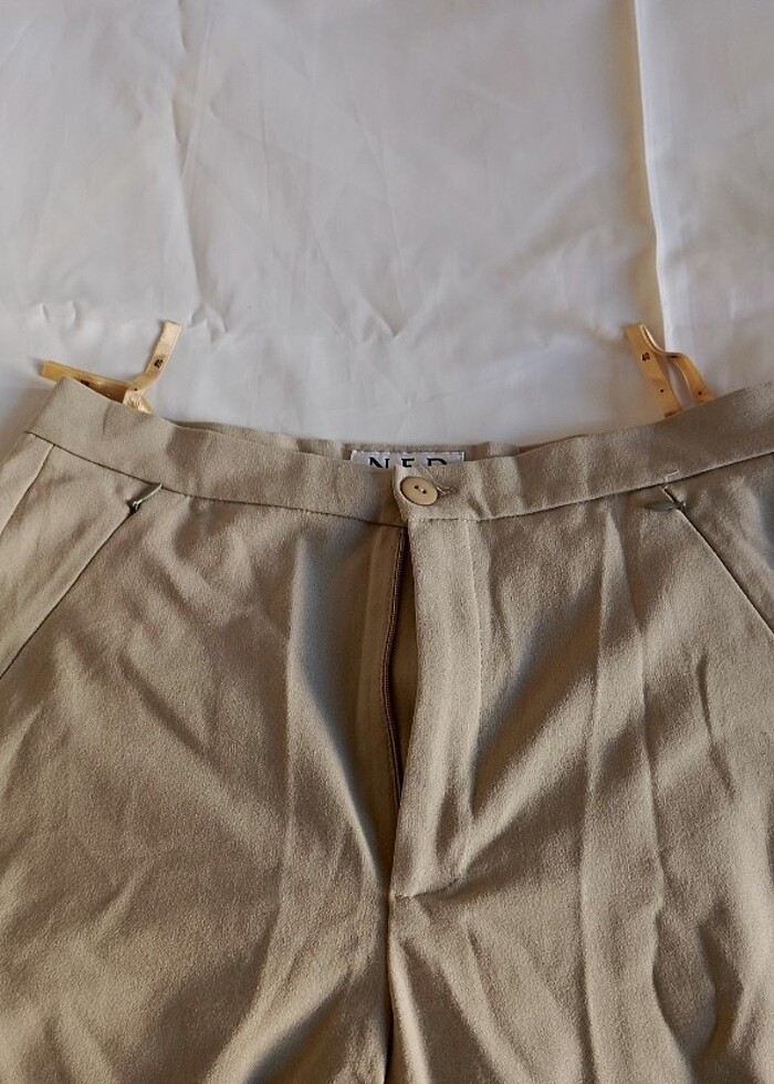 Cepleri fermuarlı kadın wide leg pants  - Görsel 2