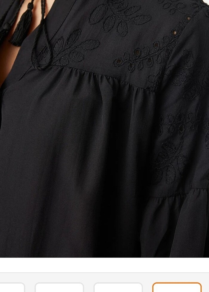 Bağlama detaylı işlemli kadın gömlek  - Görsel 2