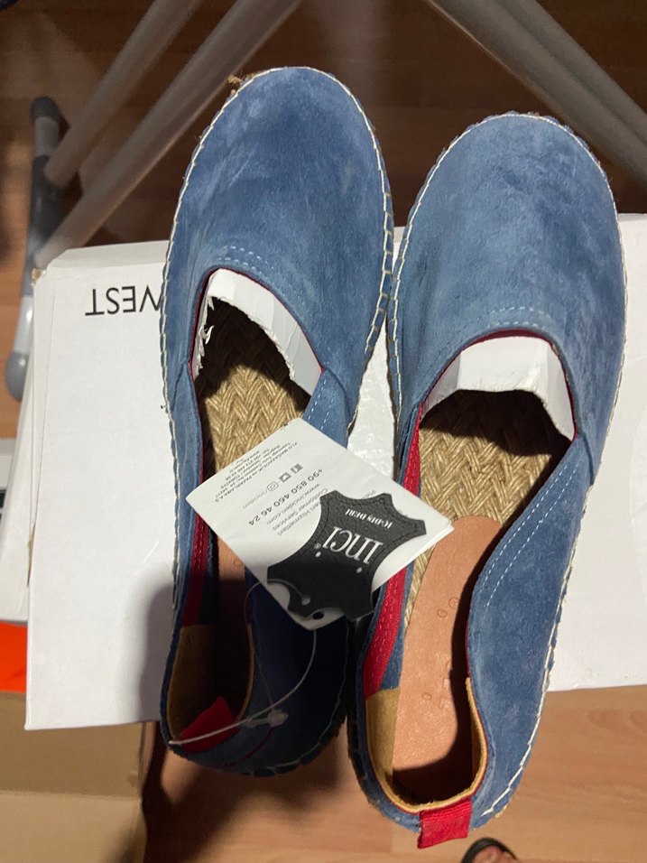 Mavi Süet Kadın Dolgu Topuklu Espadril 43 numara - Görsel 4