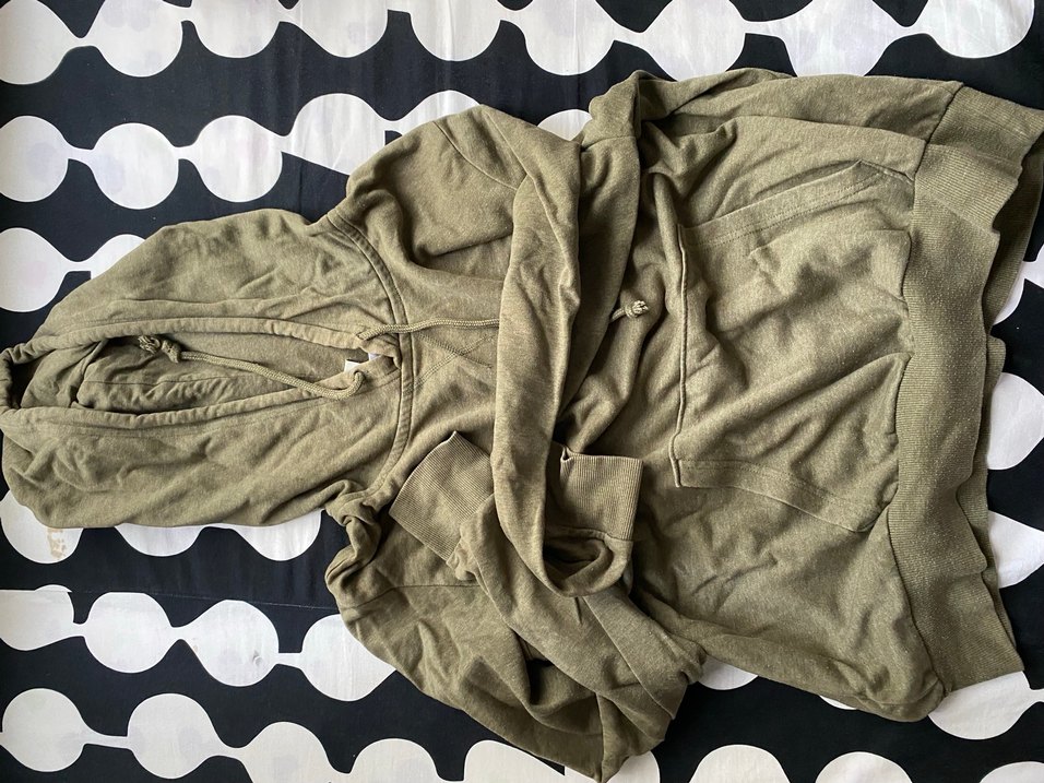 haki yeşil Kapüşonlu Kadın Sweatshirt - Görsel 2