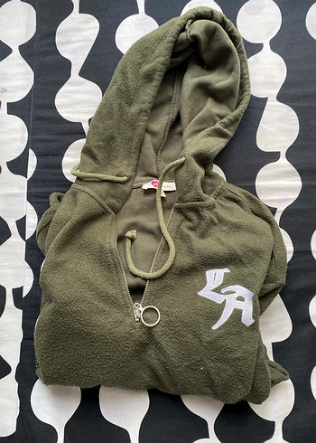 Kadın Haki Kapüşonlu Fermuarlı Sweatshirt