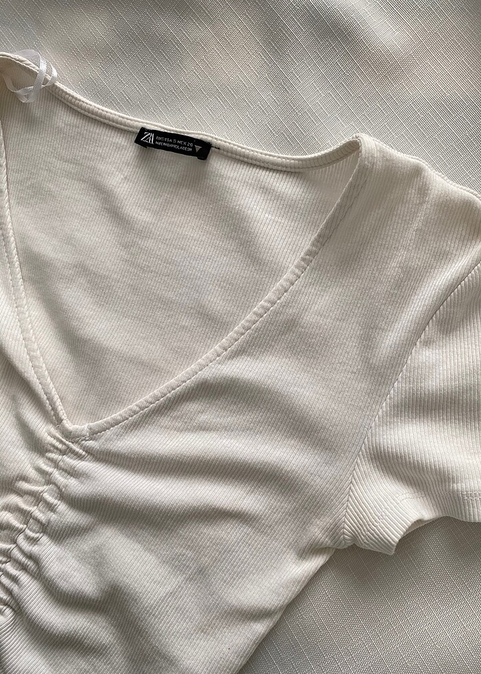 Zara Beyaz Crop - Görsel 4