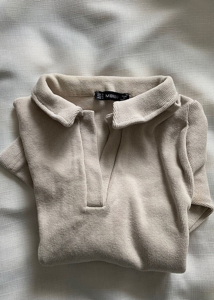 Bej crop bluz - Görsel 4