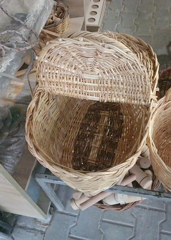 Diğer Bej Renkli Kulplu Hasır Sepet kapaklı