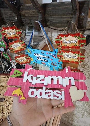 Renkli Ahşap Oda Tabelaları