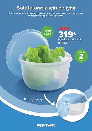 Tupperware salata kabı 1,5 litre