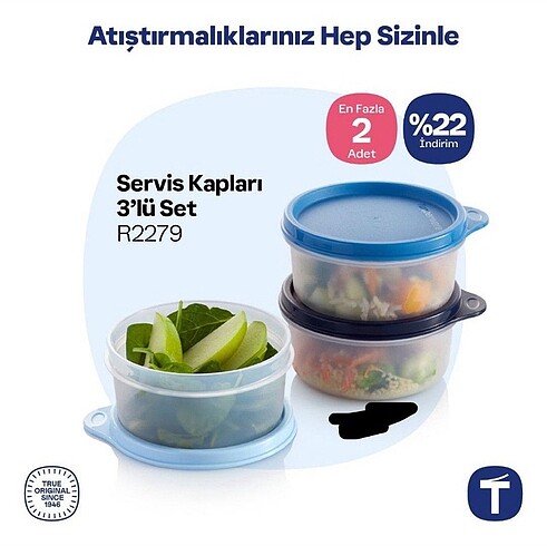 Tupperware şeker üçüzler 250 ml