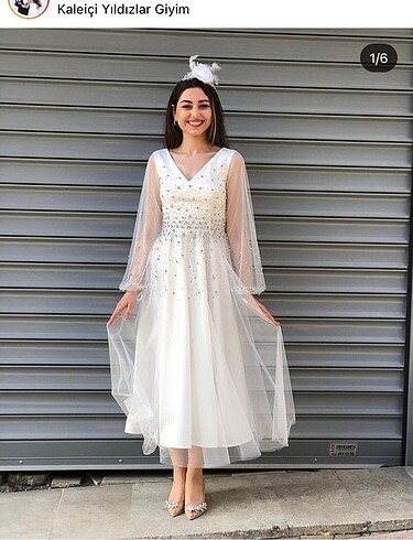 Beyaz nikah nişan elbisesi abiye