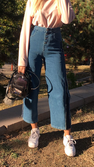 34 Beden Zara Yüksek Bel Önden Düğmeli Vintage Model Jean