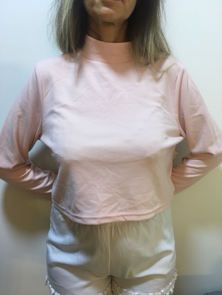 Pudra Rengi Yarım Boğazlı Kısa Salaş Sweatshirt