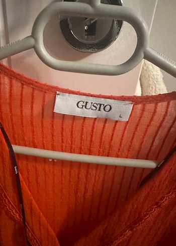 l Beden Gusto turuncu Piliseli V Yaka Keten Bluz