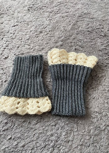 Bohem Gri Örgü Kadın Eldiven - Görsel 3