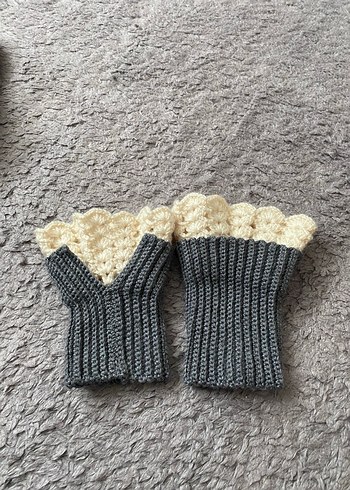 Bohem Gri Örgü Kadın Eldiven - Görsel 4