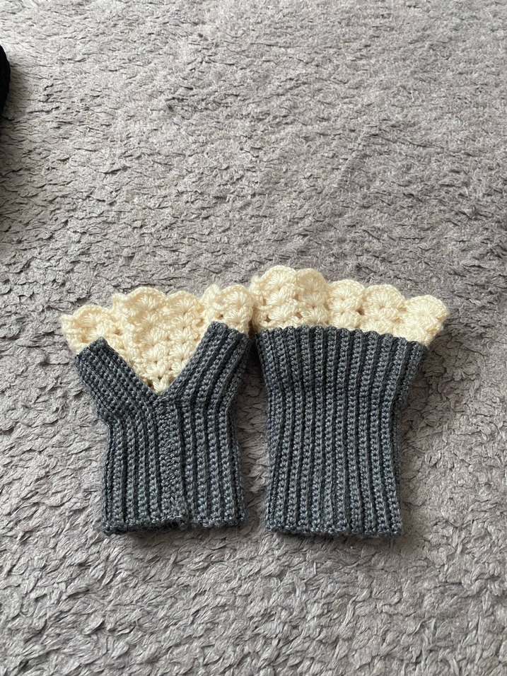 Bohem Gri Örgü Kadın Eldiven - Görsel 4
