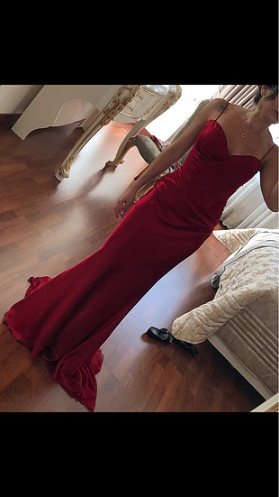 34 Beden kırmızı Renk Dina barel kırmızı bordo abiye elbise